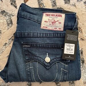 True Religion Men’s Jeans 34/32 Geno Big T Flap Slim Medium Wash New With Tags